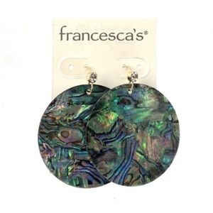 Francesca's Green Mother of Pearl Disc Earrings NWT